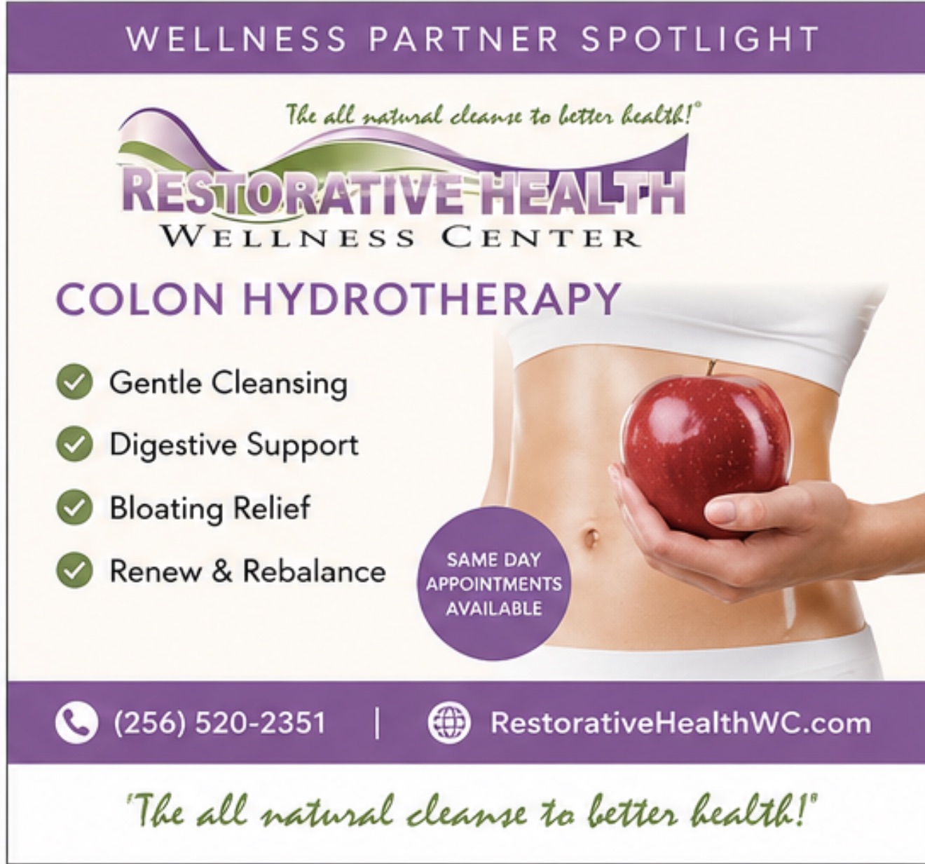 Restorative Health Wellness Center — Colon Hydrotherapy: gentle cleansing, digestive support, bloating relief, renew and rebalance